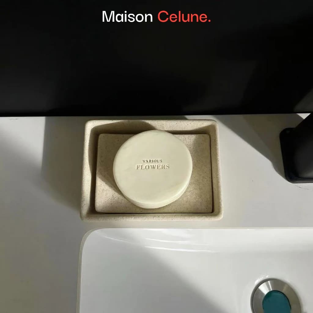 Maison Celune Premium Ceramic Soap Dish with Removable Lid for Bath Essentials - gallery image 7