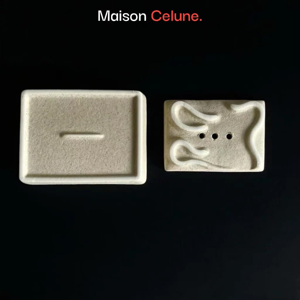 Maison Celune Premium Ceramic Soap Dish with Removable Lid for Bath Essentials - gallery image 9