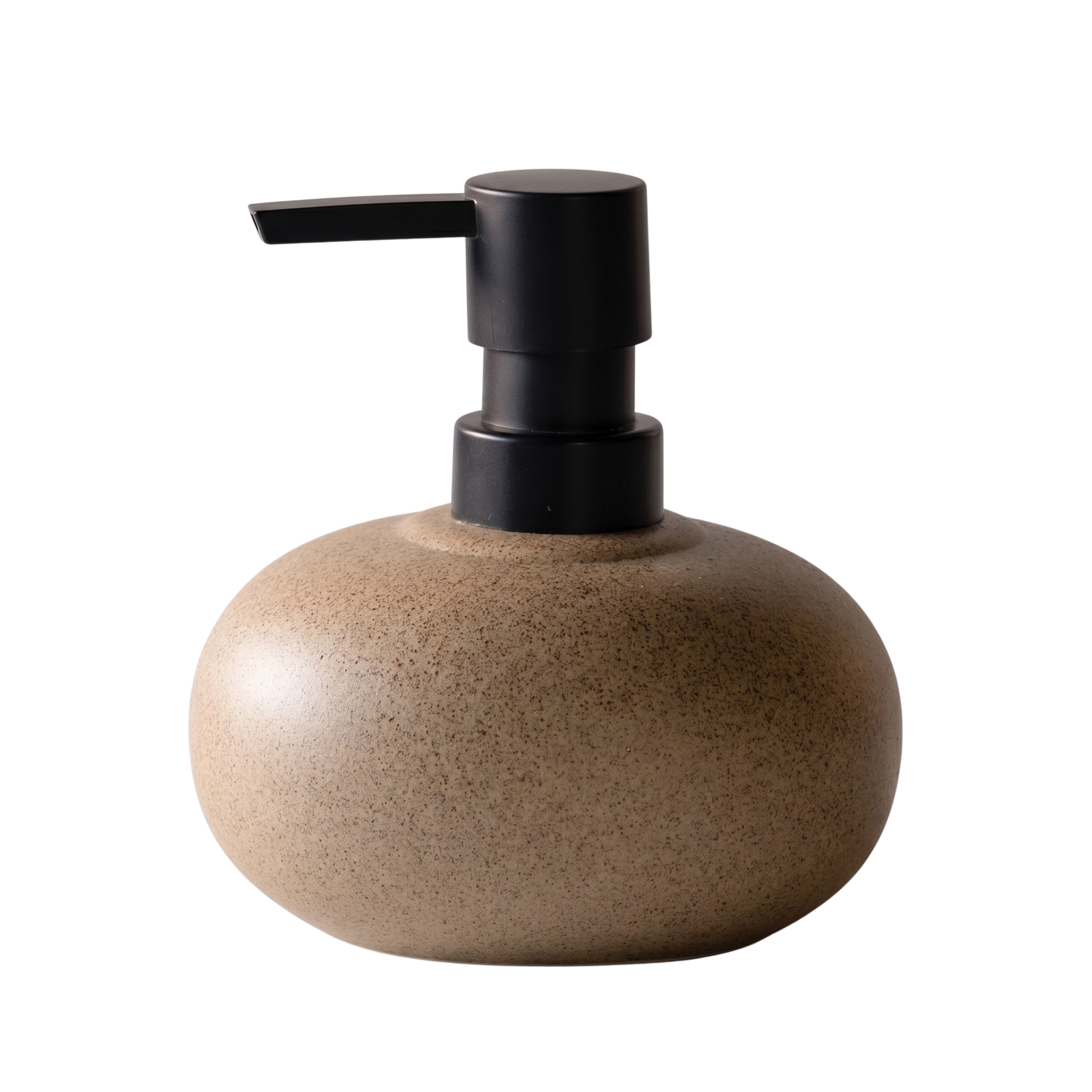 Maison Celune Wabi-Sabi Ceramic Soap Dispenser 300ml Brown with Matte Black Pump for Bathroom Bottles - main product image